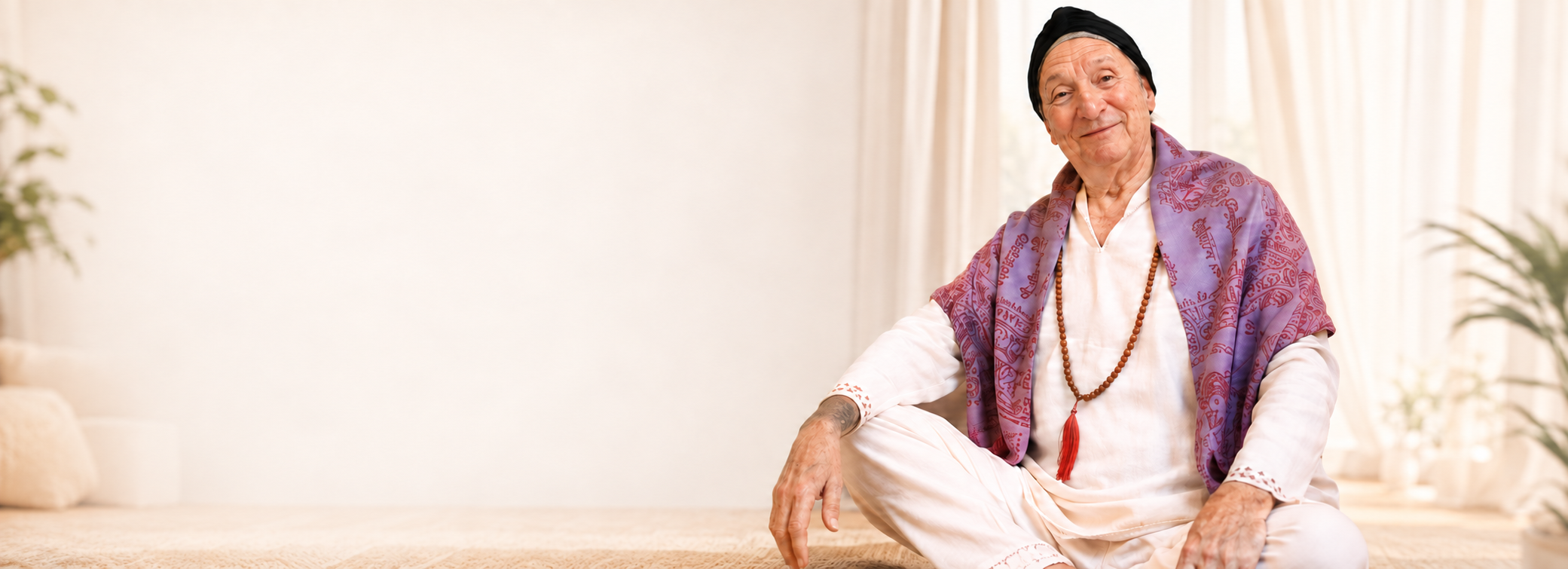 Maestro de yoga en una escena serena de la marca Volver a Ti