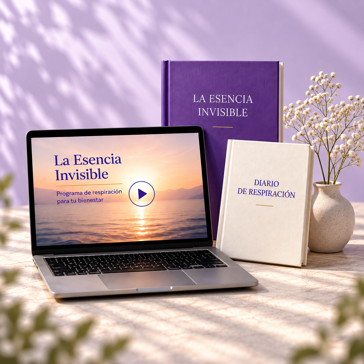 Composición visual del programa online y materiales de La Esencia Invisible