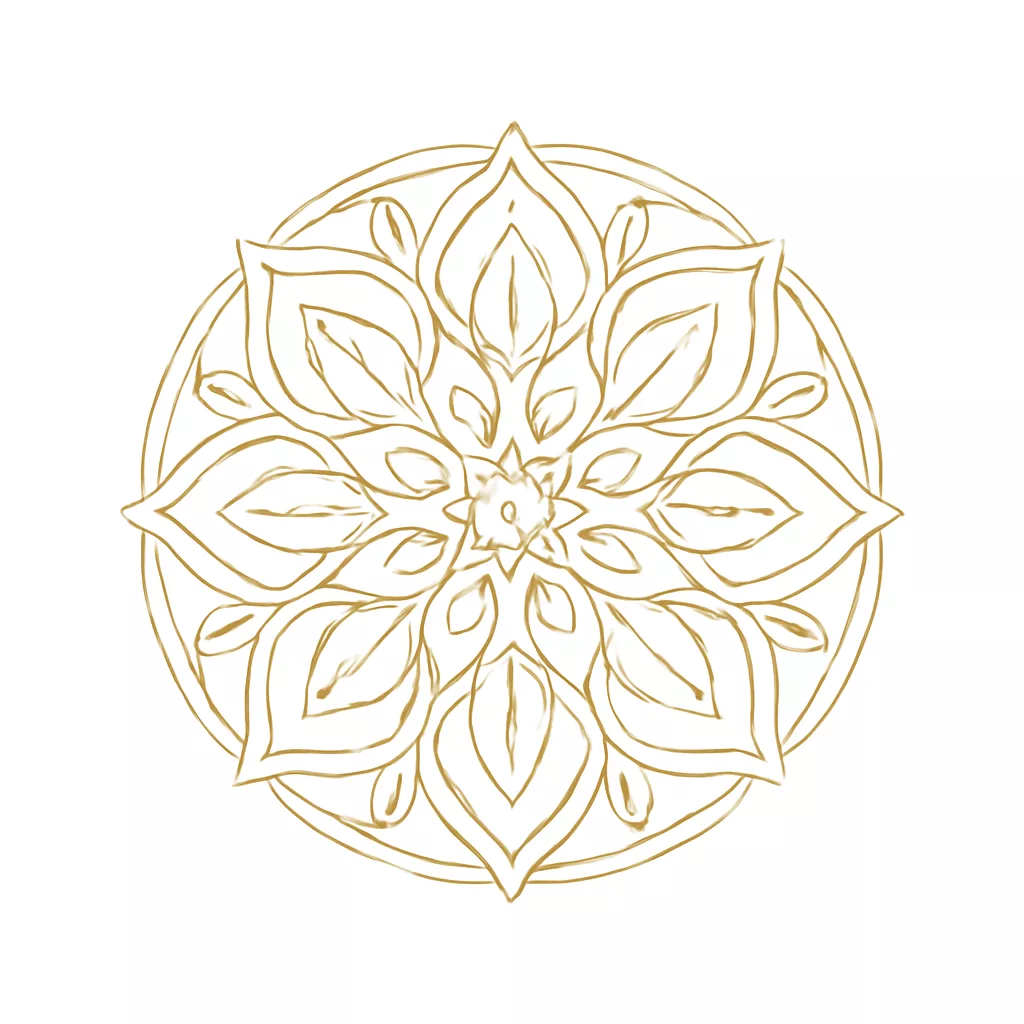 Mandala lineal dorado muy tenue